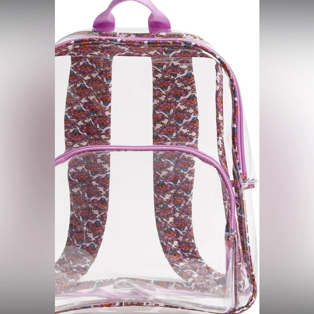 VERA BRADLEY wTransparent Backpack with Purple Floral Design